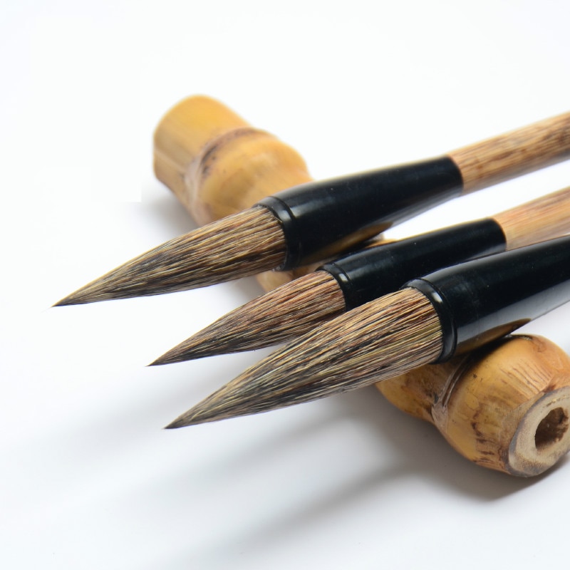 Calligraphy Brush Pen 3pcs/set Stone Badger Hair Brush Pen Set Caligrafia Tinta China Chinese Calligraphy Painting Brushes
