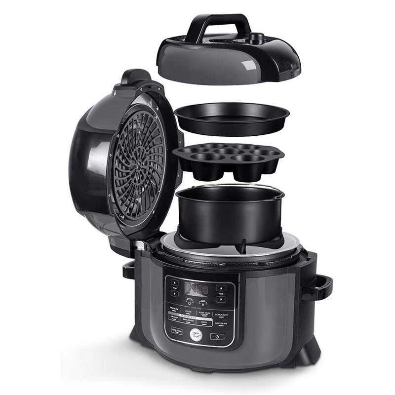 Ensemble de 4 autocuiseur, cuiseur vapeur et friteuse à Air, accessoires de cuisson compatibles avec Ninja Foodi 5 &amp; 6.5 &amp; 8 Qtop101 OP301 OP302