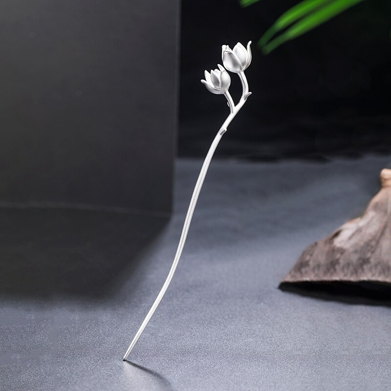 S925 Sterling Zilveren Antieke Hanfu Haaraccessoires Vrouwelijke Retro Lelie Van De Vallei Plaat Haarspeld Bloem Stap Schudden Sieraden Wh