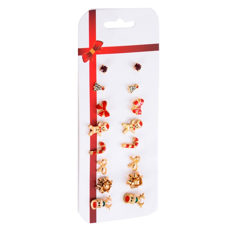 8Pairs Christmas Earrings Jewelry Accessories Set Cute Santa Claus Snowman Lovely Tree Bell Christmas For Women Girls Kids: Default Title