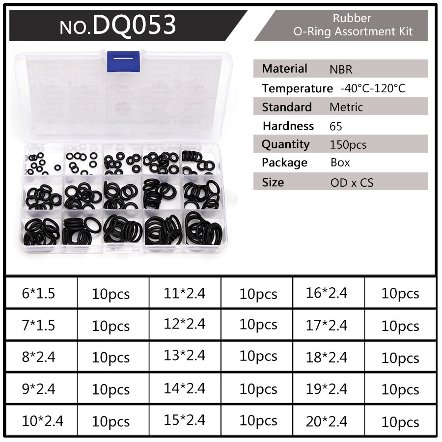 Junta tórica de silicona NBR VMQ FKM CS, 1,5mm, 2,4mm, 3,1mm, reemplazo de Junta verde, 125-150-225-300uds, S25: DQ053 x1