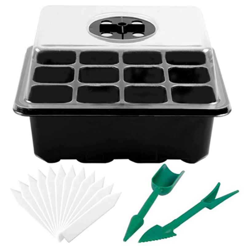 12 Hole Seedling Box 10-piece Set With Breathing Valve Sowing Heat Preservation Seedling Tray Planting Succulents In Net Pots