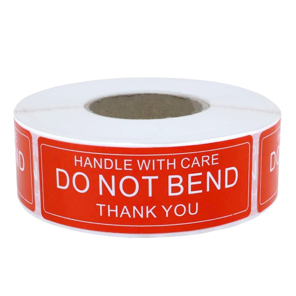 500pcs/roll Red Warning Sticker Do Not Bend Packaging Remind Labels Handmade Sticker 2.5x7.5cm