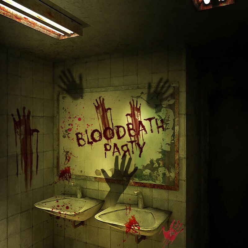 3D Simulation Blood Handprint Stickers Halloween Wall Stickers Horror Door Sticker Decorative Simulation Blood Handprint Sticker