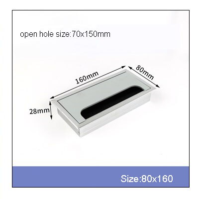1PCS Aluminium Alloy Grommet Cable Hole Cover With Black Brush For Computer Table Cable Outlet Port Wire Rack Organizer: 80x160mm