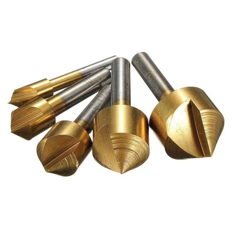 Best 5 tlg HSS Countersink Counterbore Countersinks Set Wood Metal 6-19mm 90 Degree Individual Flute Inserts