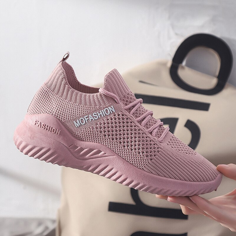 Damesneakers trend fritidssko blød bund lav damesko lette åndbare air mesh sko behagelige sko: Lyserød / 5