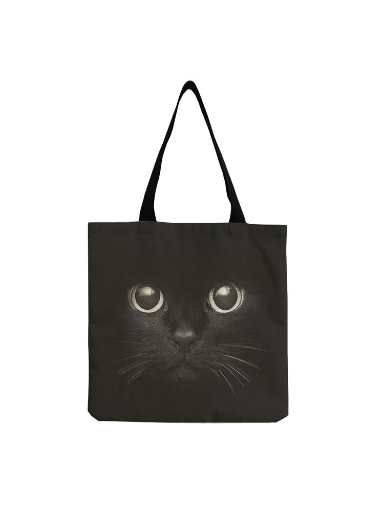 Opvouwbare Boodschappentassen Voor Boodschappen Leuke Zwarte Kat Print Tote Tas Voor Vrouwen Persoonlijkheid School Reizen Schouder Strand Tassen: hm1298 Cat Bag