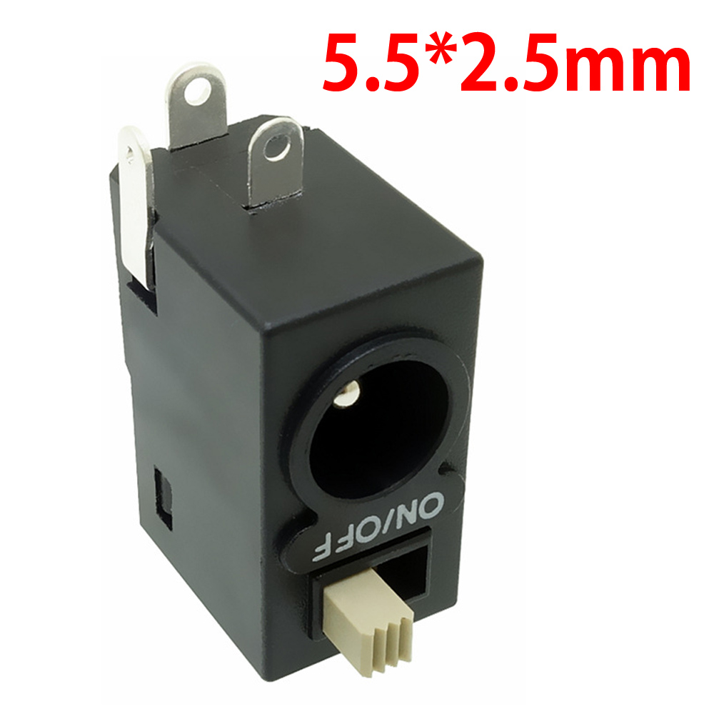 DC Power Jack Socket 5.5*2.1mm 5.5*2.5mm 3A 12V DC Connectors Supply Socket Manual electric tool charging interface with NO/OFF: Dark Grey / 10-19Pcs