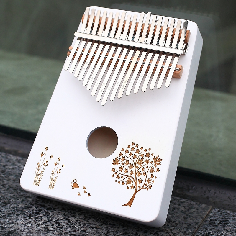 KERUS weiß Kalimba 17 Tasten Holz Tragbare Mbira Finger Klavier für freundlicher und klavier Anfänger Musical Instrumente: 21