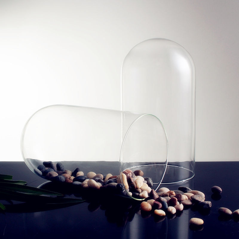 Campana vidrio sombra cúpula campana tarro flores tapa con Base de madera decoración del hogar cubierta para florero adorno de almacenamiento