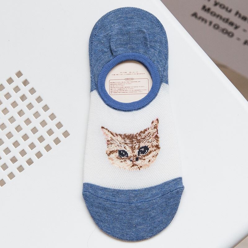 Ankelstrømper kvinders sjove dyr søde print no show sokker kvinder unisex skridsikre sokker sox tegneserie kat til kvinder: Lc0291x