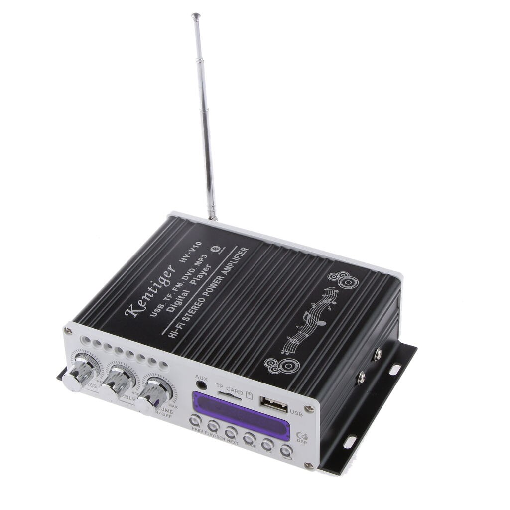 Amplificateur stéréo de voiture, Bluetooth HY-V10, 200W 2CH Booster TF FM MP3 USB