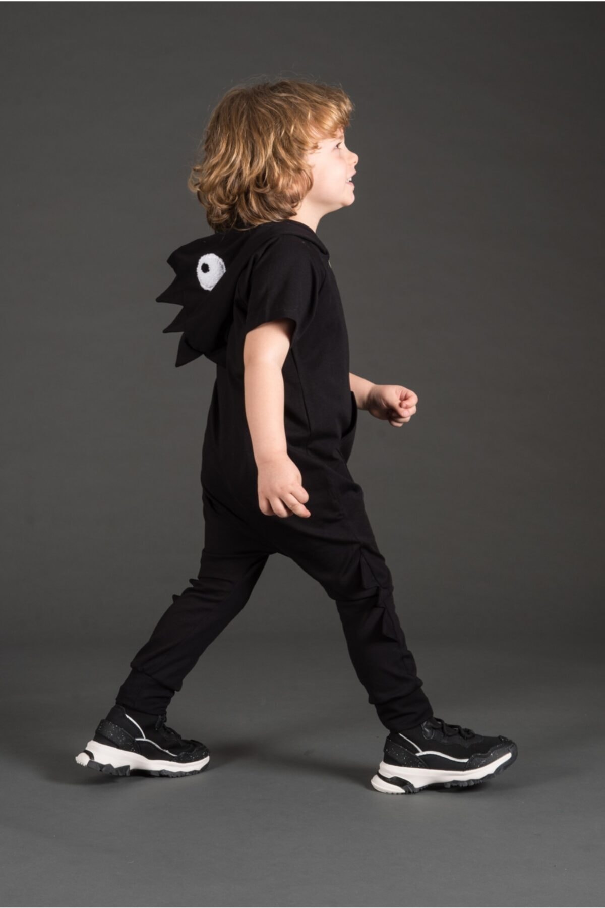 Kids Black Dıno Jumpsuit
