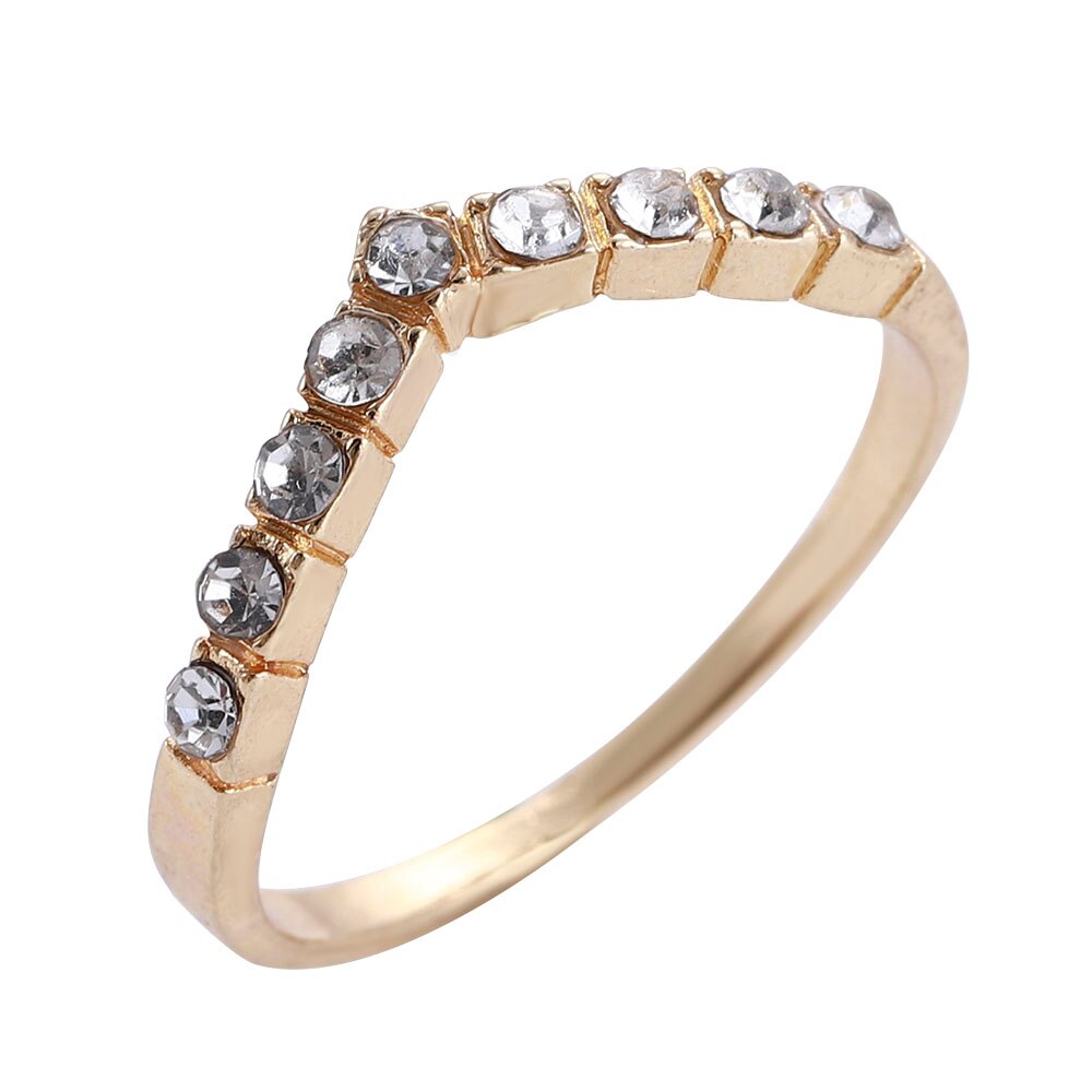 Goud Zirkoon Vrouwen Pinky Ring Koreaanse V Vormige Vrouwen Ring Uniek Dames Sieraden Anniversary Accessoires Banket Ring