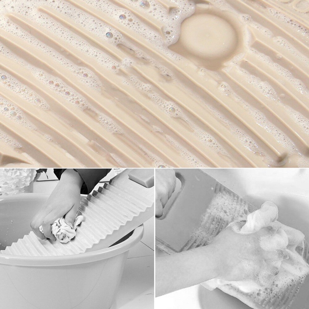 Beige Silicone Mini Washboard Portable Bathroom Soft Plastic Laundry Washing Board Wasbord Multifunction