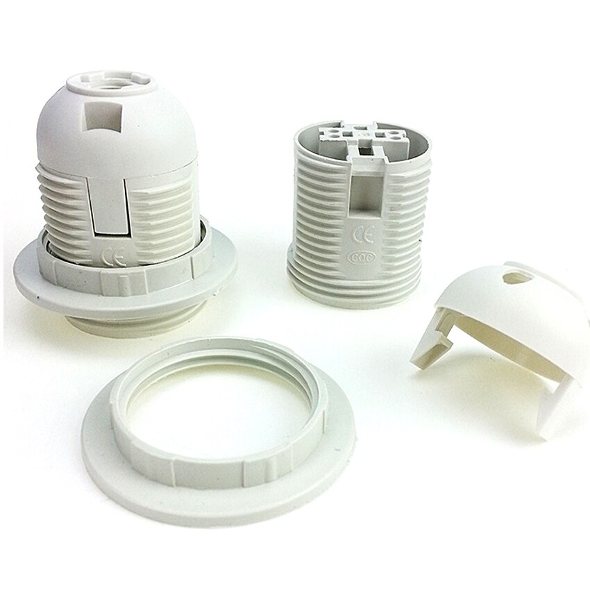 Portalámparas E27, tornillo de diente completo, blanco y negro, 4A, ahorro de energía, candelabro, enchufe de cabeza de bombilla Led, ajuste de Base de luz Vintage, 250V, E26