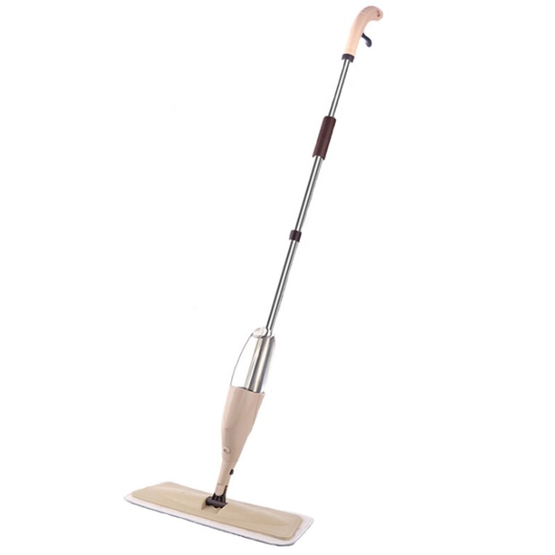 Fregona de pulverización mágica piso de madera con almohadillas de microfibra reutilizables manija de 360 grados ventanas de casa cocina mopa barredora escoba Herramientas de limpieza: Khaki