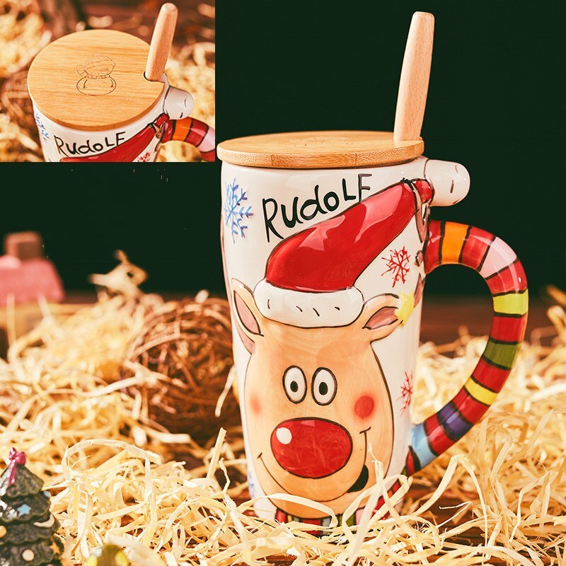 600ml 3D Santa Claus Cartoon Painted Ceramic Cup Coffee Milk Tea Breakfast Mug Home Office Collection Cups Christmas: 5