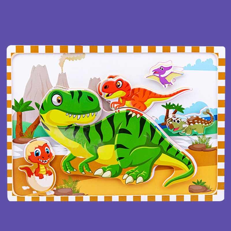 3D cartoon illustration Wooden stereo Velcro stickers jigsaw puzzle 3D sensory toys for girls and boy: 3
