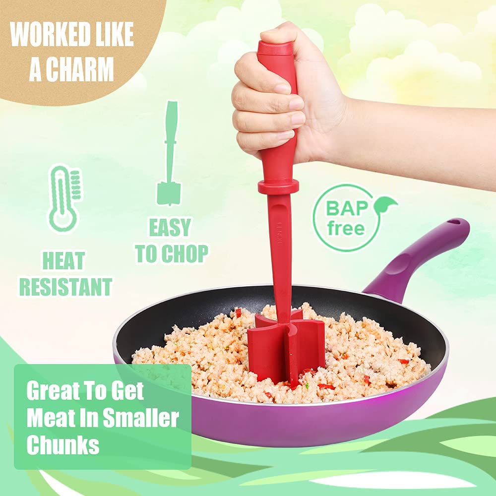 Mix Meat Chopper Heat Resistant Nylon Meat Masher for Hamburger Ground Beef Smasher Non Stick Cookware Utensils