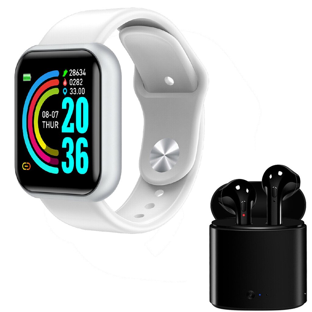 Y68 D20 Smart Watch Pro Bluetooth Blood Pressure Fitness Tracker Watches Heart Rate Monitor Smartwatch For Apple IOS Android: D20 Whit i7 Black