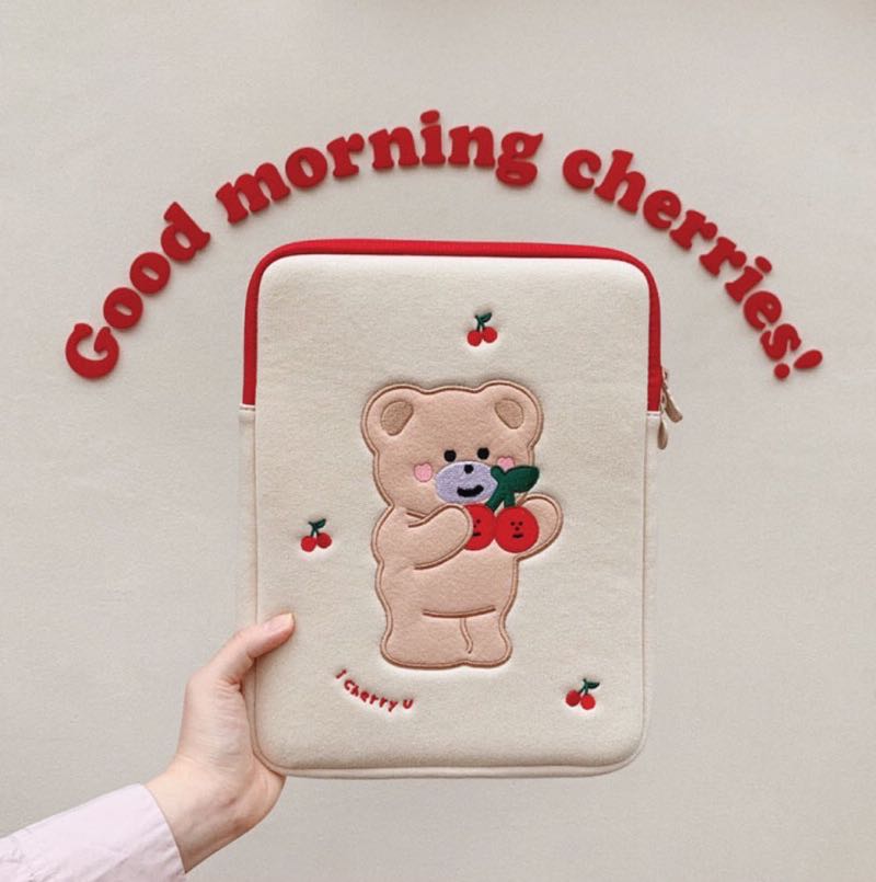 cute Korea Cherry Bear Laptop Bag 11 12 13 Apple Ipad Sleeve Case Bag For Macbook Air Pro 13 15 Dell Asus Acer Laptop Case