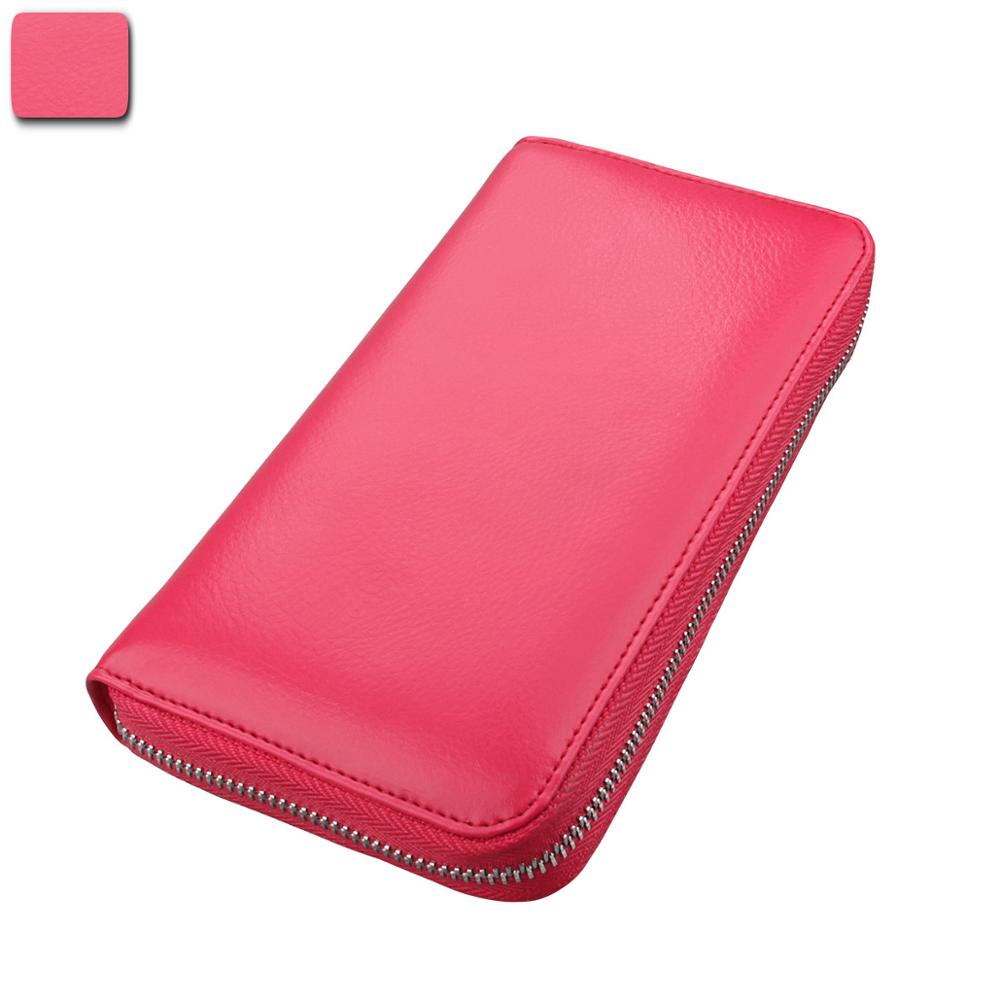 Leather RFID Blocking Credit Card Holder Men Anti Theft Travel Passport Long Wallet Women Business ID Holder 36 Cards Purse: Rose Red