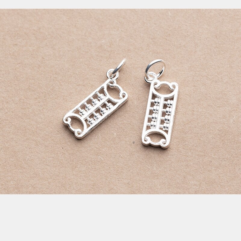 UQBing 100% 925 Sterling Silver Matte Retro Thai Silver Abacus Pendant Charms DIY Jewelry Making Necklaces