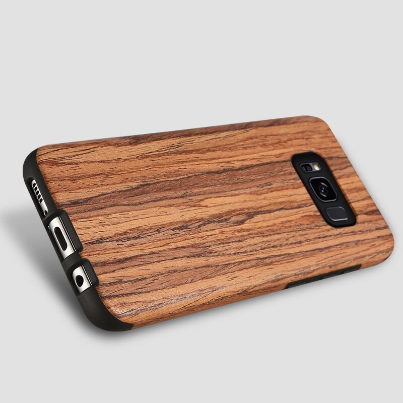 Funda KISSCASE textura de madera Natural para Samsung Galaxy S10 Plus S10E S8 fundas blandas de grano de madera para Samsung S8 Plus: S8 Plus / Dark Brown