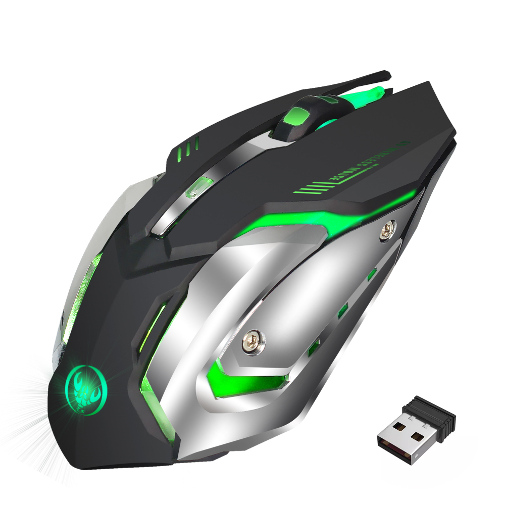 HXSJ M10 Wireless Gaming Mouse 2400dpi Rechargeable 7 color Backlight Breathing Comfort Gamer Mice for Computer Desktop Laptop