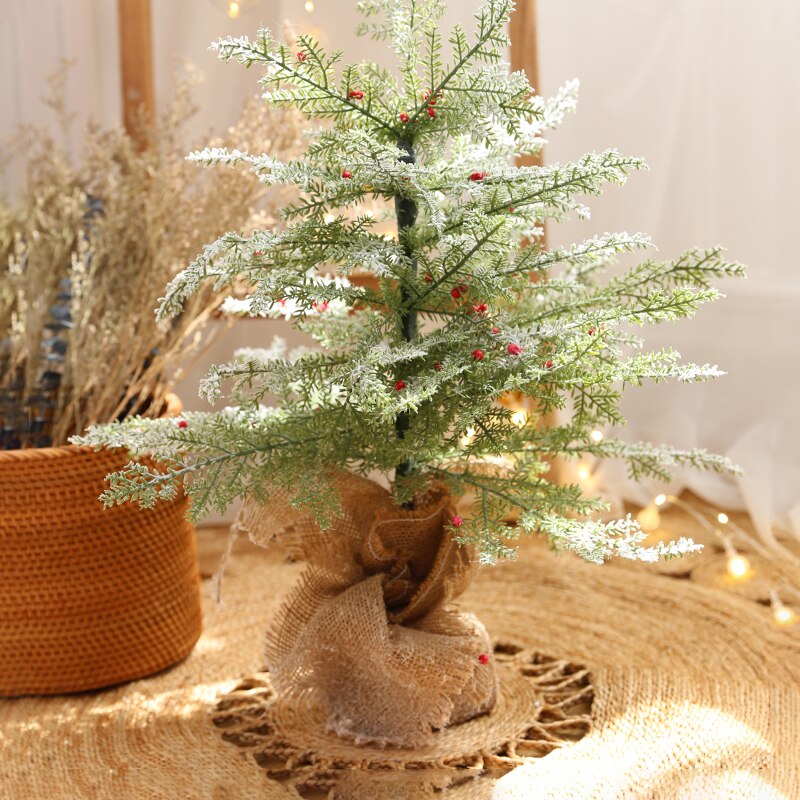 Korean Ins White Flocking Mini Christmas Tree Simulation Tree Layout Scene Props Desktop Ornament Christmas Decoration