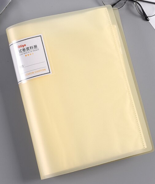 1PC A3 large bookle folder 40 Pages transparent Insert folder Document Storage Bag File for Bank Campus Office Workplace Family: Yellow