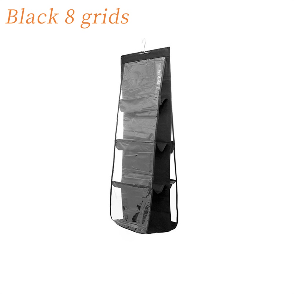 Organisateurs de placard suspendus pour sac à main ou sac à main, 6/8 grilles, cintre Transparent pour vêtements et soutien-gorge, rangement sur le mur, 1 pièce: GRIS