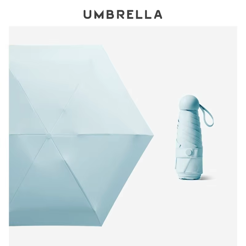 Paraguas cápsula de color sólido: pequeño parasol portátil de doble uso y protección contra la lluvia para mujeres
