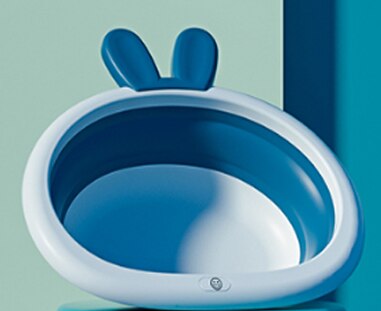 Amboch Small size washing basin for baby portable baby washing basin: Rabbaits  blue