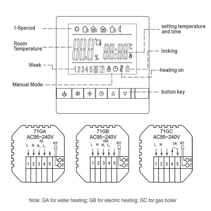 WiFi Smart Thermostat Temperature Controller Electric floor Heating Water Gas Boiler LCD Programmable Temperature Controller