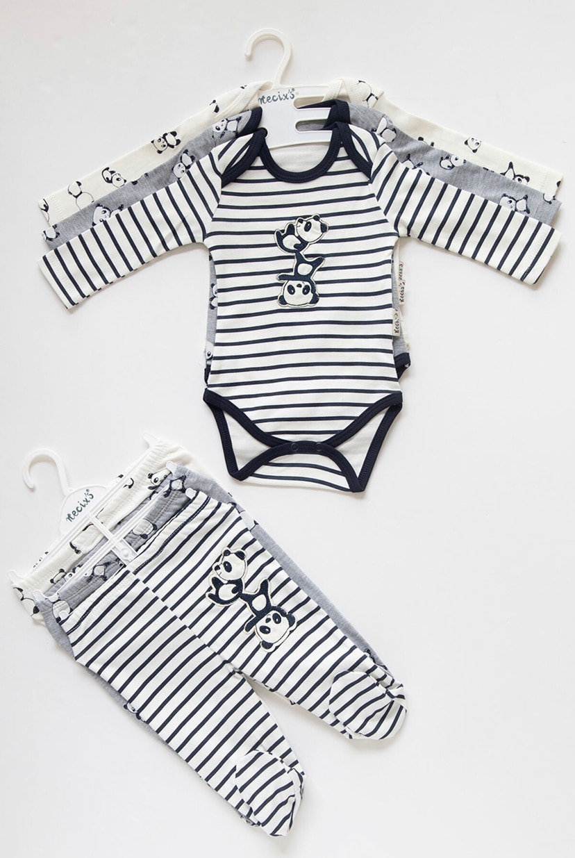 6 uds. De ropa Unisex para niños y niñas recién nacidos, patrón de 6 piezas, traje de 3 piezas, Snaps algodón, 0 a 9 meses, 100
