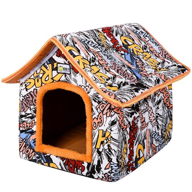 Vouwen Hond Huis Huisdier Yurt Thuis Vorm Hond Bed Voor Kleine Middelgrote Honden Puppy Kennel Kat Dieren Nest Huis Met mat Chihuahua Tent: c2 / S 33x28x35cm