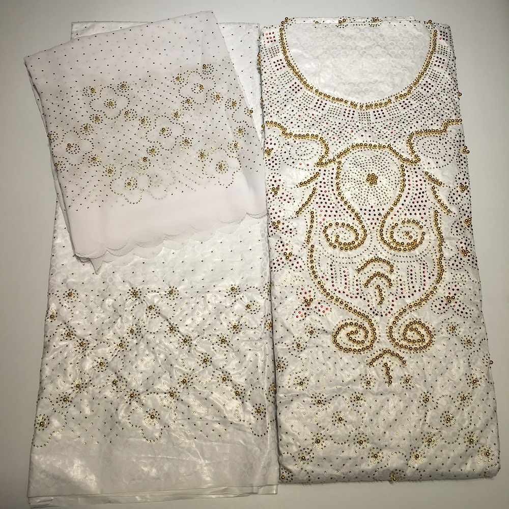bazin riche getzner african fabric with rhinestones & beads latest top 3 in 1 basin tissu africain brocade fabric for dress