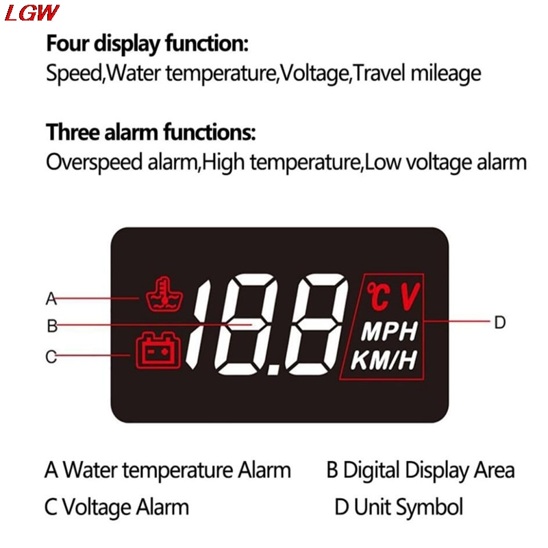 Pantalla HUD Head Up para coche, sistema de advertencia de exceso de velocidad, proyector de velocidad para parabrisas de EE. UU., A100 OBD2 EUOBD