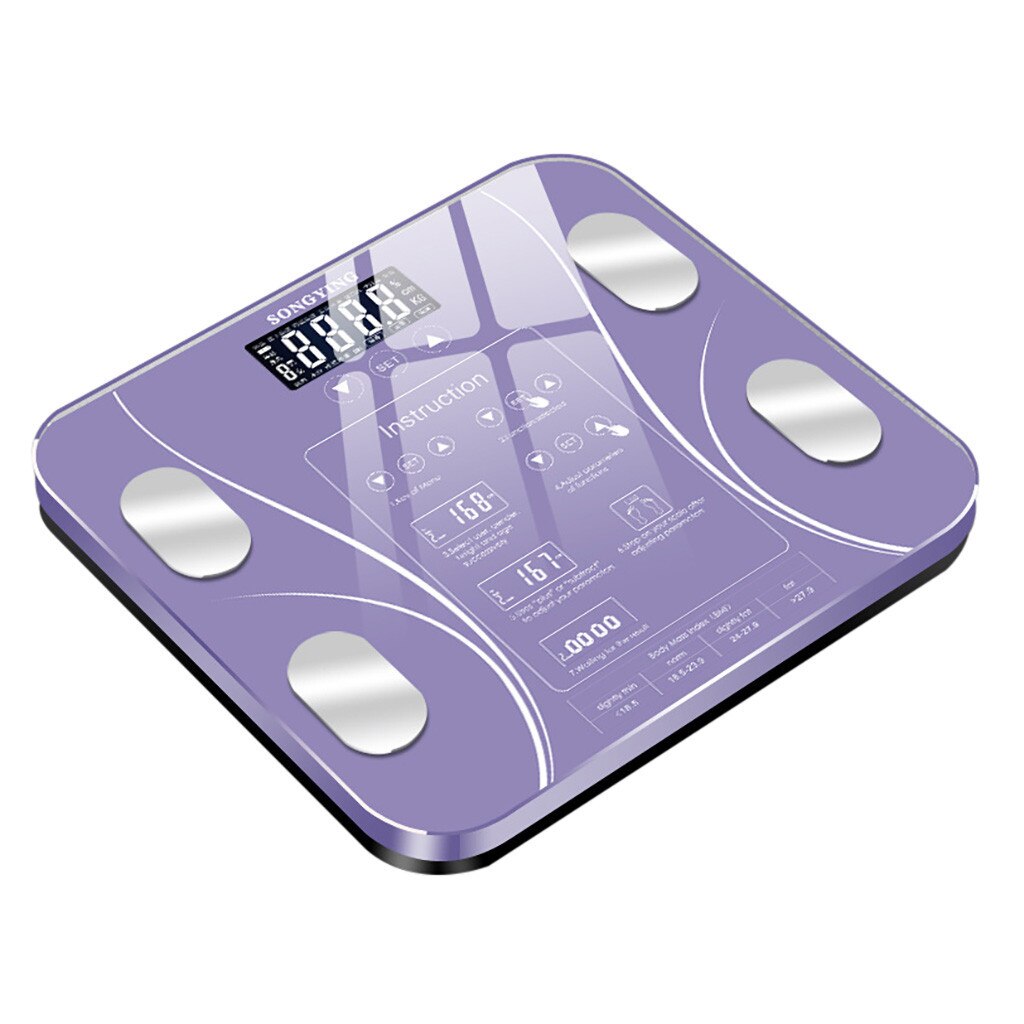 Weight Scale Home Electronic Scale Multi-Function Human Floor Science Intelligent Electronic LED Digital Bathroom Scale #YL5: Purple