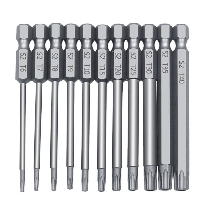 11/12pcs Tamper Proof Security Drill Bit Set Torx Screwdriver Flat Head 1/4" Hex U7EA