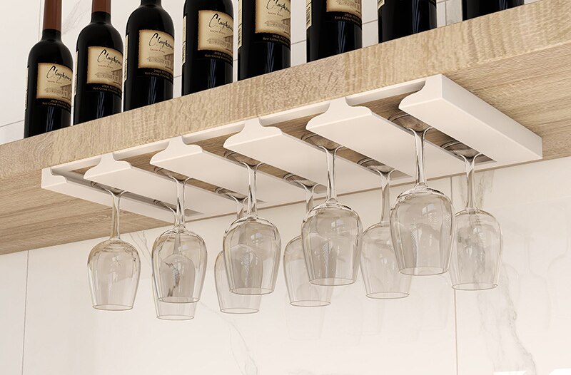 Białe złoto stojak na kieliszki robić wina strąk szafką Stemware uchwyt wieszak robić przechowywania metalowy Organizer robić kuchni barowej: biały 5slots