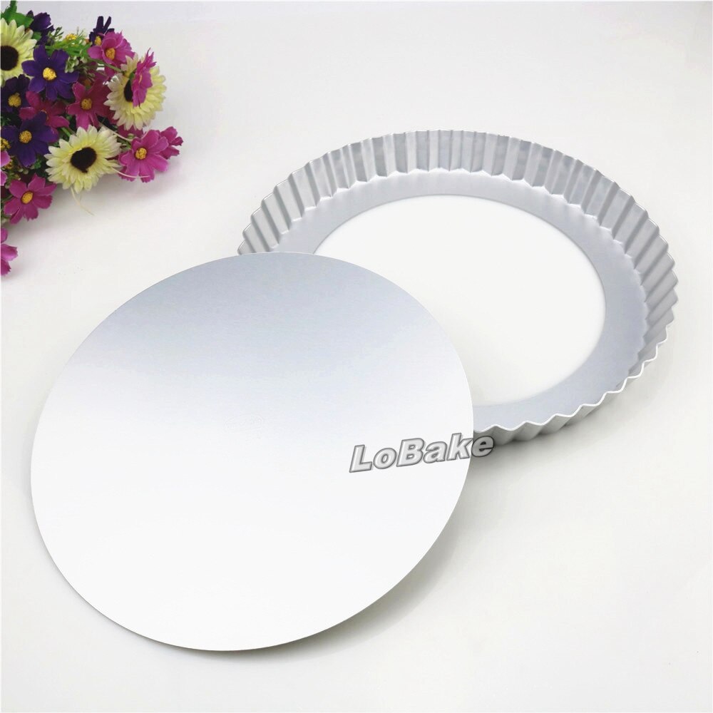 9.5 tum lös botten aluminium anodisering rund krysantemum vågig pajform pizza sten pannkaka cheesecake form disk gör det själv bageri