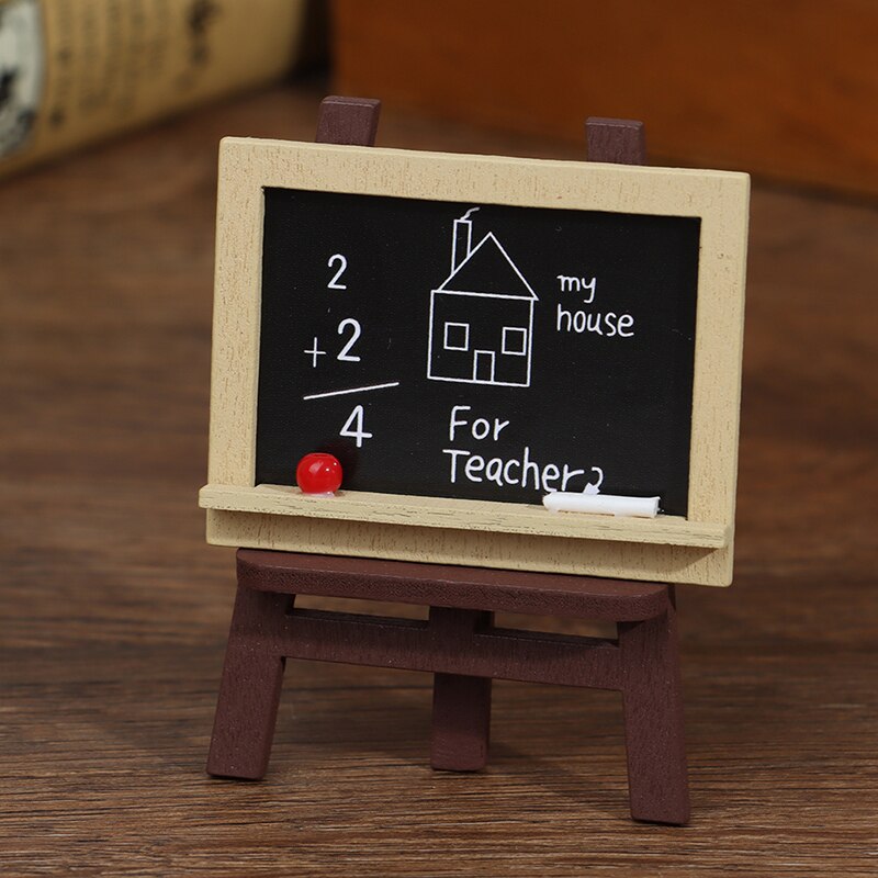 1Set Miniature Blackboard Chalkboard W/ Easel Dollhouse Classroom Accessory