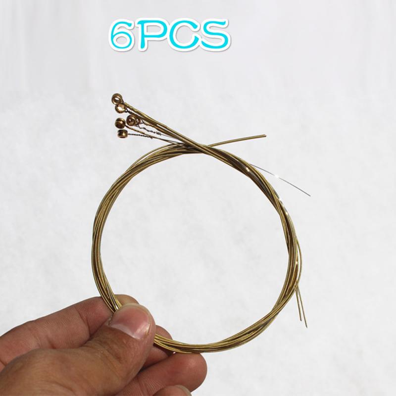 6pcs/Set Steel String Guitar Strings Acoustic Guitar Brass Strings Acoustic Guitar Steel Strings 4* Brass 2* Silver Strings: yellow Strings