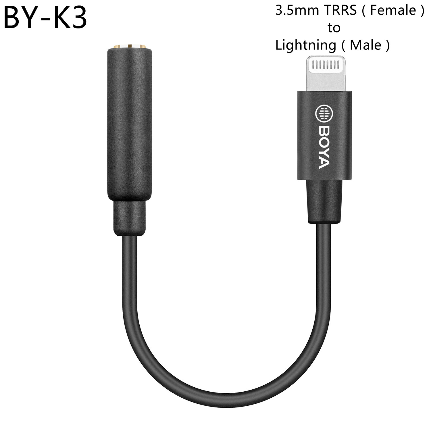 BOYA – câble adaptateur de Microphone, BY-K1-K9 mm TRS vers Lightning/type-c, Audio pour téléphone Apple Android, accessoires de ligne de données 3.5m, 0.1: BY-K3