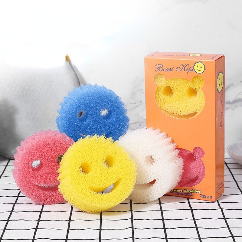 Brosse éponge magique Smiley, lave-vaisselle, , outils de nettoyage pour la cuisine et la maison, tampon à récurer puissant,