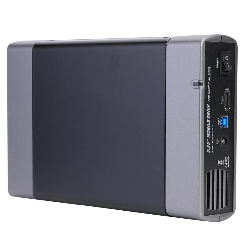 Carcasa de disco óptico de 5,25 pulgadas, adaptador USB 3,0 a SATA, 8T, estructura de cubierta superior e inferior portátil, carcasa de disco duro